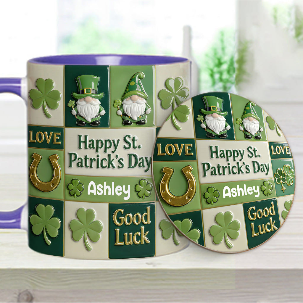 Fröhlichen St. Patrick's Day – Personalisierte Tasse und Untersetzer mit irischem Akzent