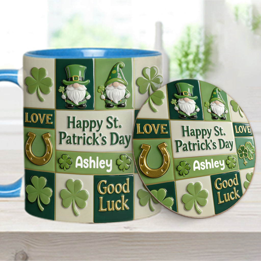 Fröhlichen St. Patrick's Day – Personalisierte Tasse und Untersetzer mit irischem Akzent