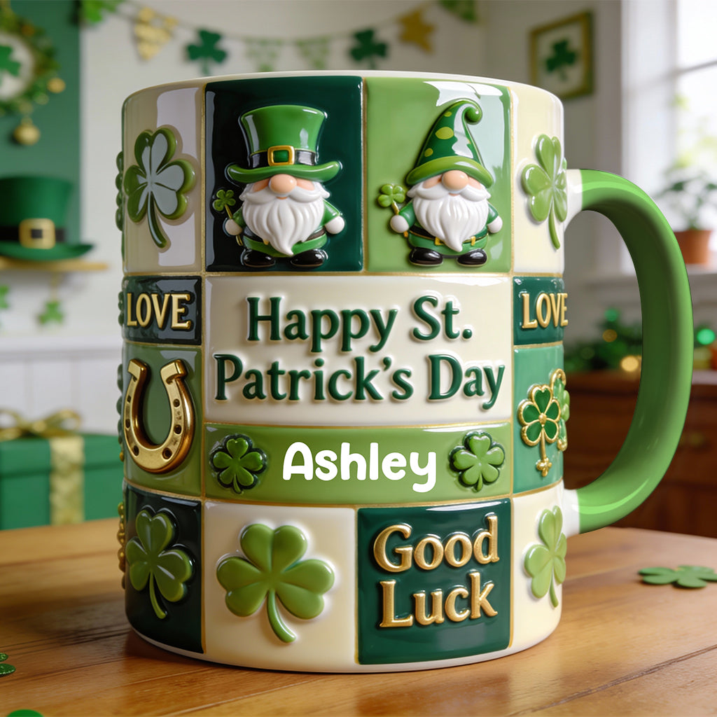 Fröhlichen St. Patrick's Day – Personalisierte Tasse und Untersetzer mit irischem Akzent