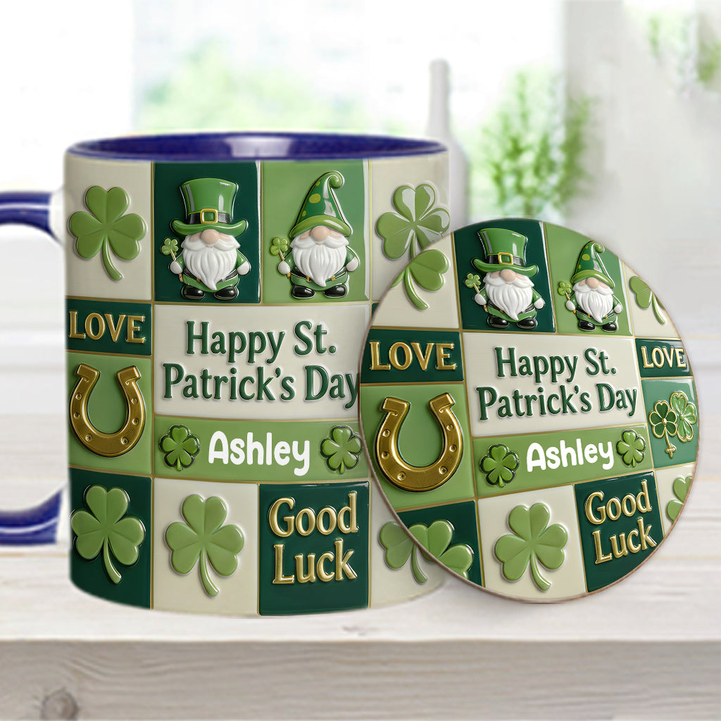 Fröhlichen St. Patrick's Day – Personalisierte Tasse und Untersetzer mit irischem Akzent