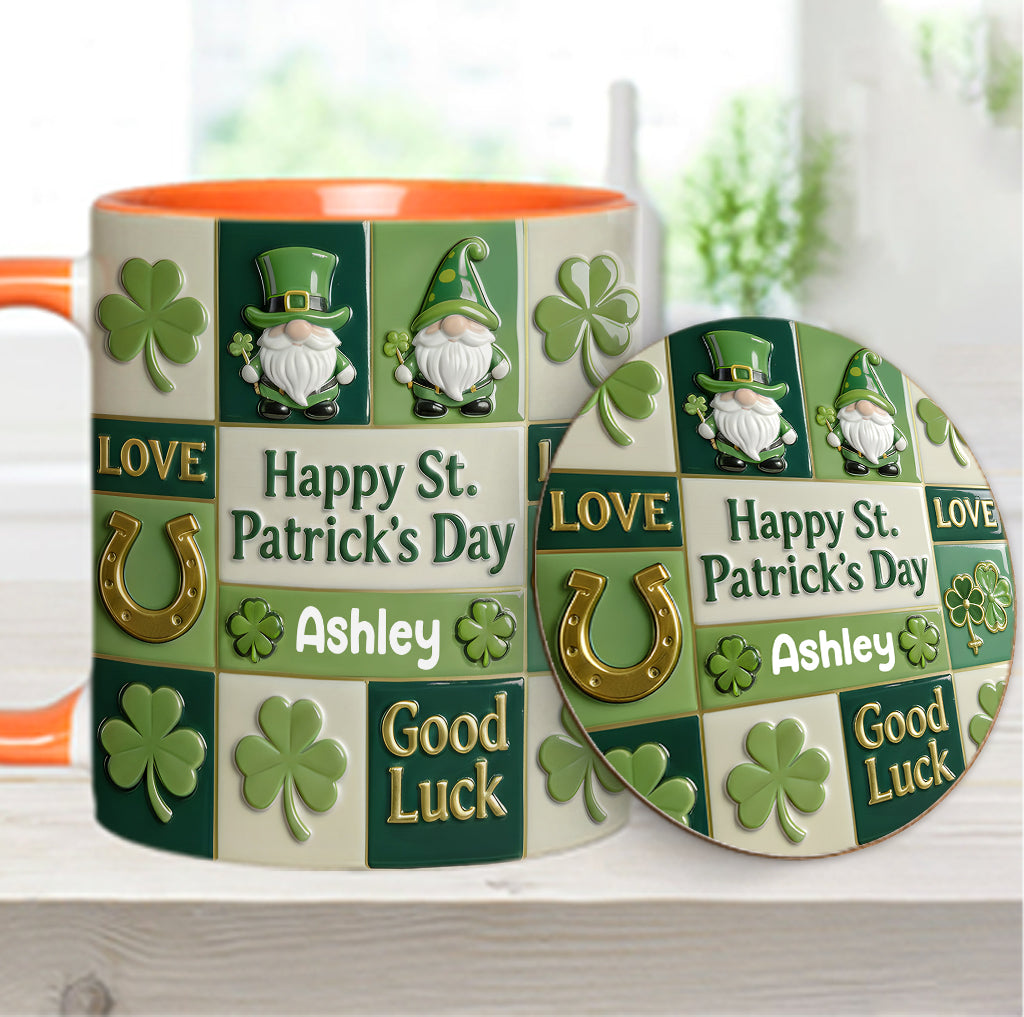 Fröhlichen St. Patrick's Day – Personalisierte Tasse und Untersetzer mit irischem Akzent