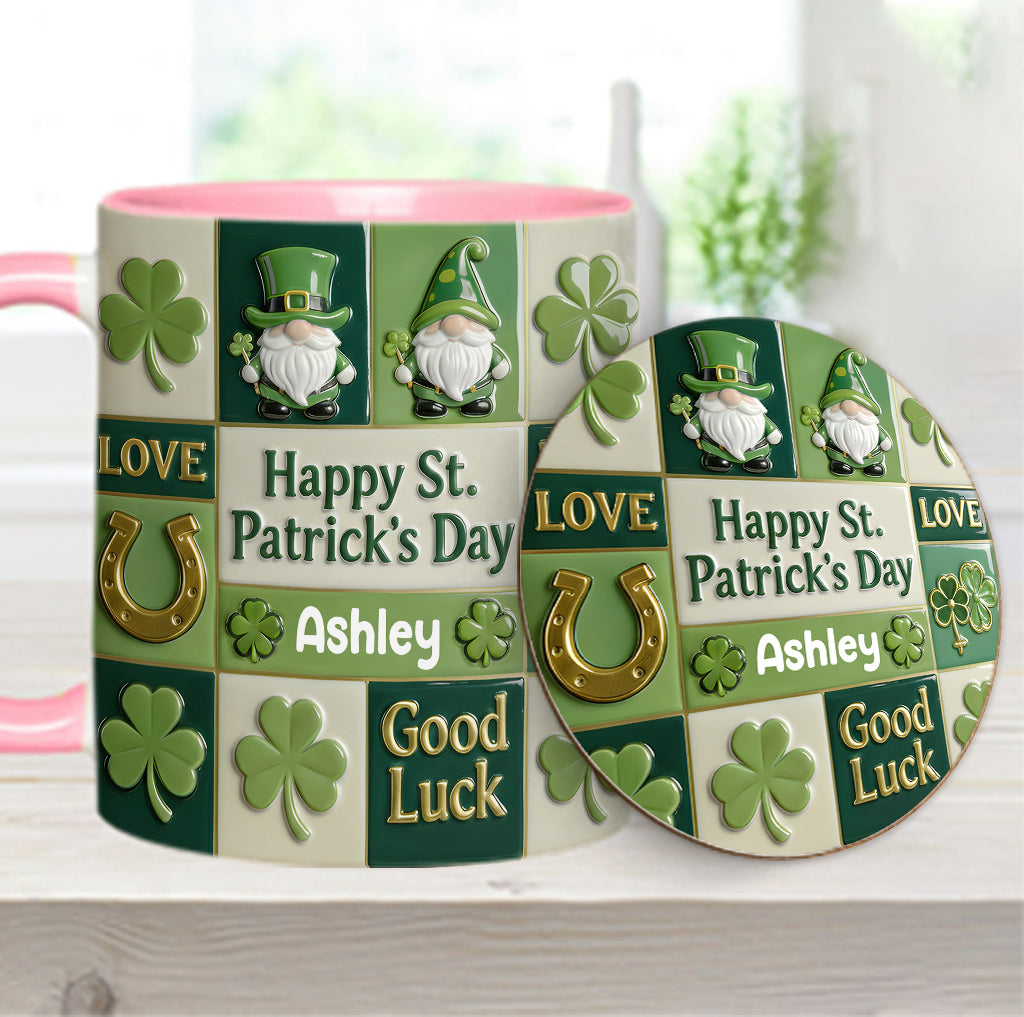 Fröhlichen St. Patrick's Day – Personalisierte Tasse und Untersetzer mit irischem Akzent