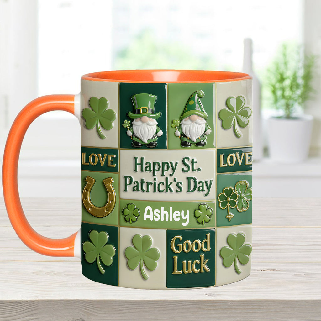 Fröhlichen St. Patrick's Day – Personalisierte Tasse und Untersetzer mit irischem Akzent