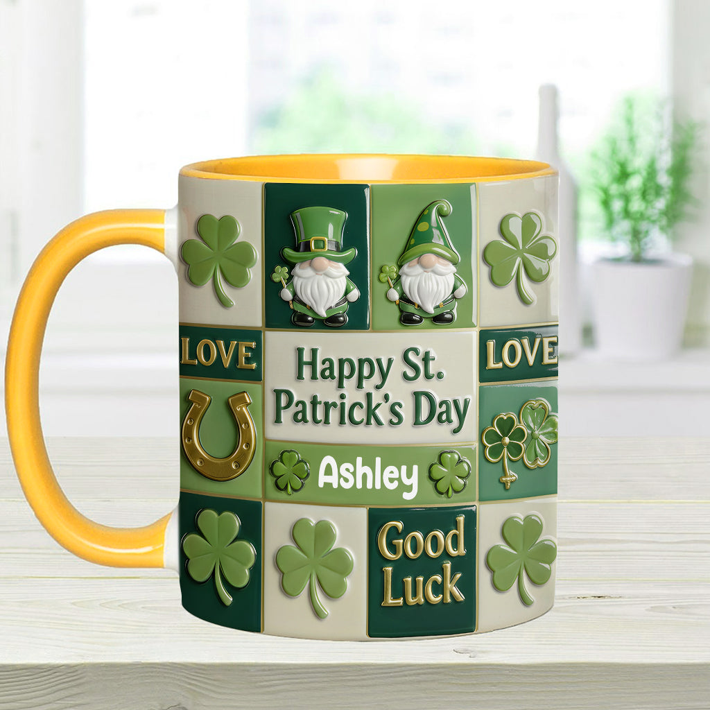 Fröhlichen St. Patrick's Day – Personalisierte Tasse und Untersetzer mit irischem Akzent