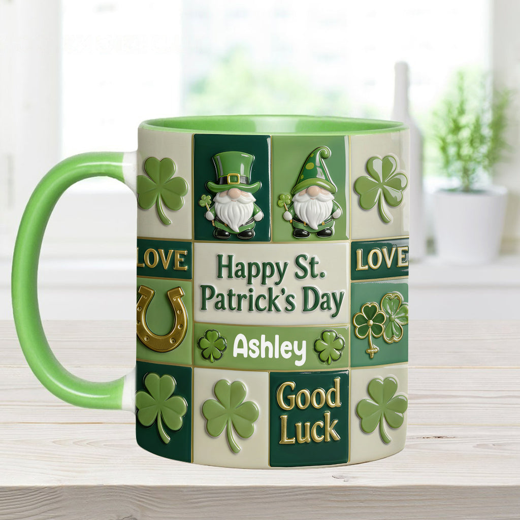 Fröhlichen St. Patrick's Day – Personalisierte Tasse und Untersetzer mit irischem Akzent