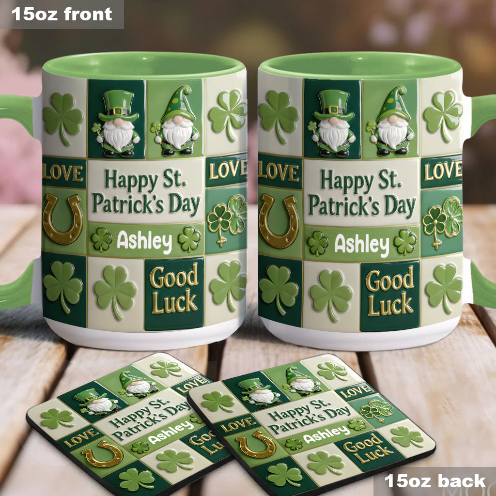 Fröhlichen St. Patrick's Day – Personalisierte Tasse und Untersetzer mit irischem Akzent