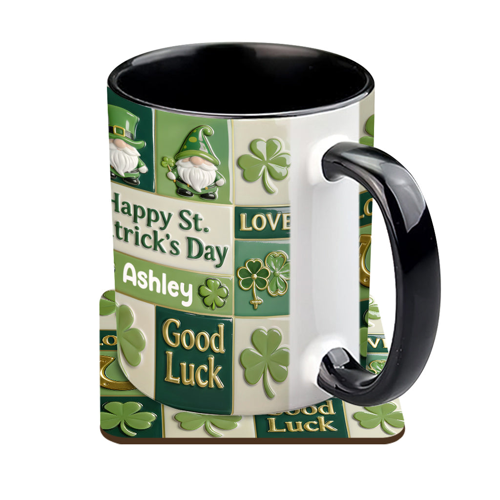 Fröhlichen St. Patrick's Day – Personalisierte Tasse und Untersetzer mit irischem Akzent