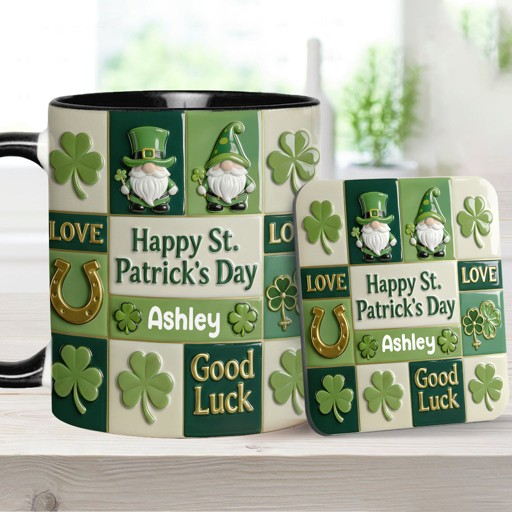 Fröhlichen St. Patrick's Day – Personalisierte Tasse und Untersetzer mit irischem Akzent