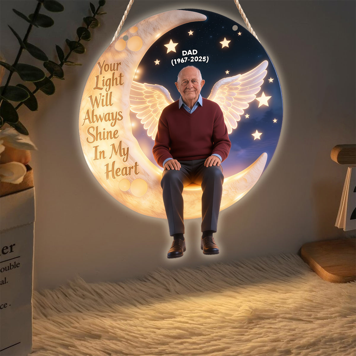 Always Shine In My Heart - Personalized Memorial LED Light Acrylic Sign