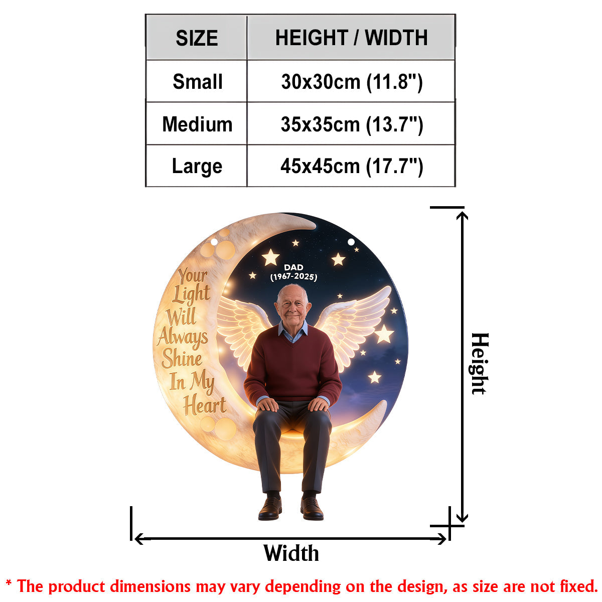 Always Shine In My Heart - Personalized Memorial LED Light Acrylic Sign