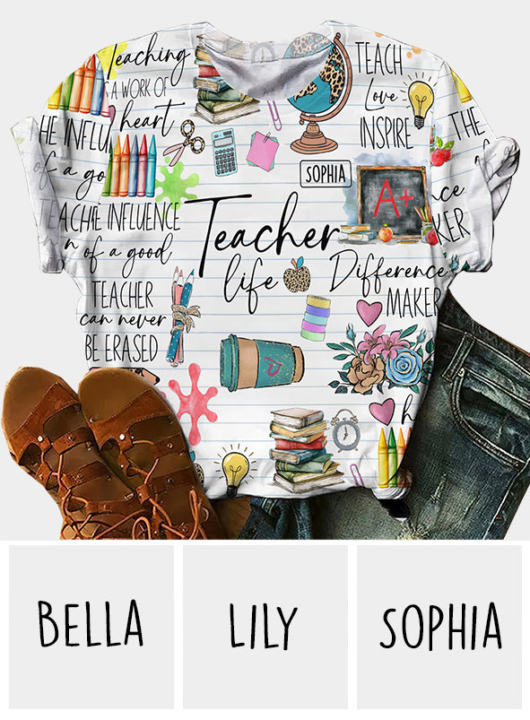 Lehrerleben – Personalisiertes Lehrer-T-Shirt