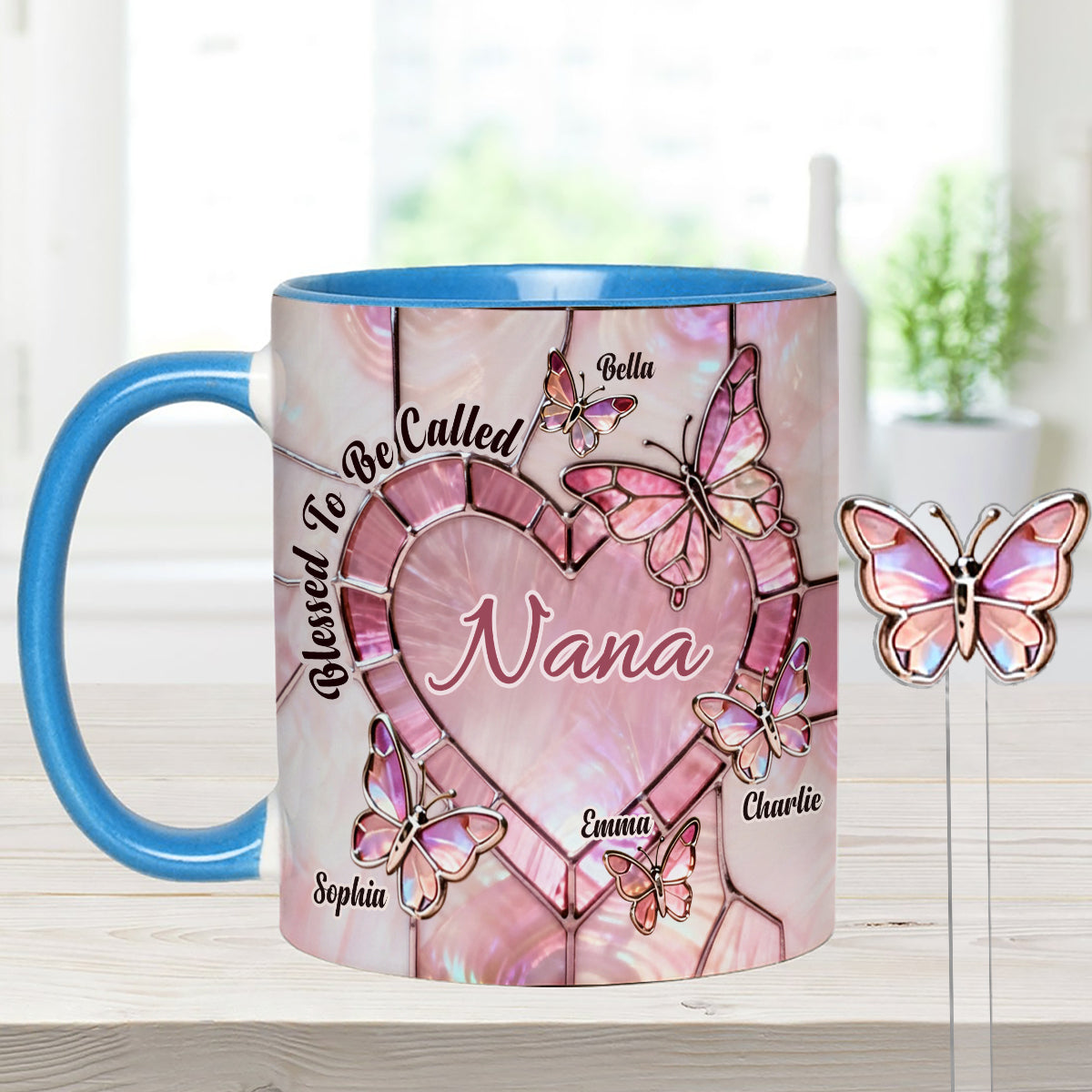 Heureuse d'être appelée Nana, Mama, Gigi, Grand-mère - Mug personnalisé pour grand-mère avec agitateurs en acrylique