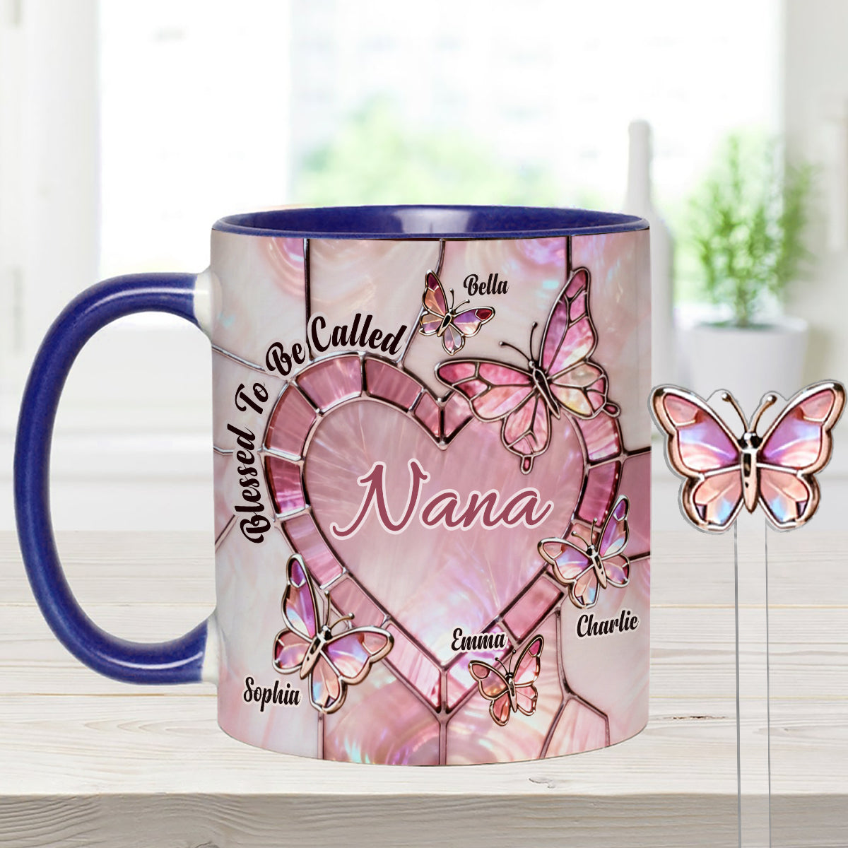 Heureuse d'être appelée Nana, Mama, Gigi, Grand-mère - Mug personnalisé pour grand-mère avec agitateurs en acrylique