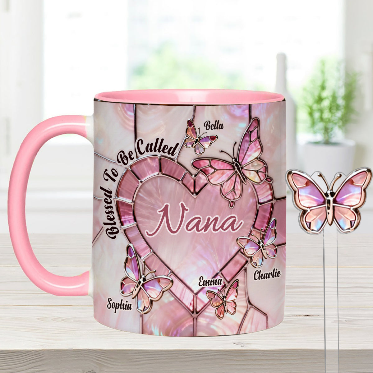 Heureuse d'être appelée Nana, Mama, Gigi, Grand-mère - Mug personnalisé pour grand-mère avec agitateurs en acrylique