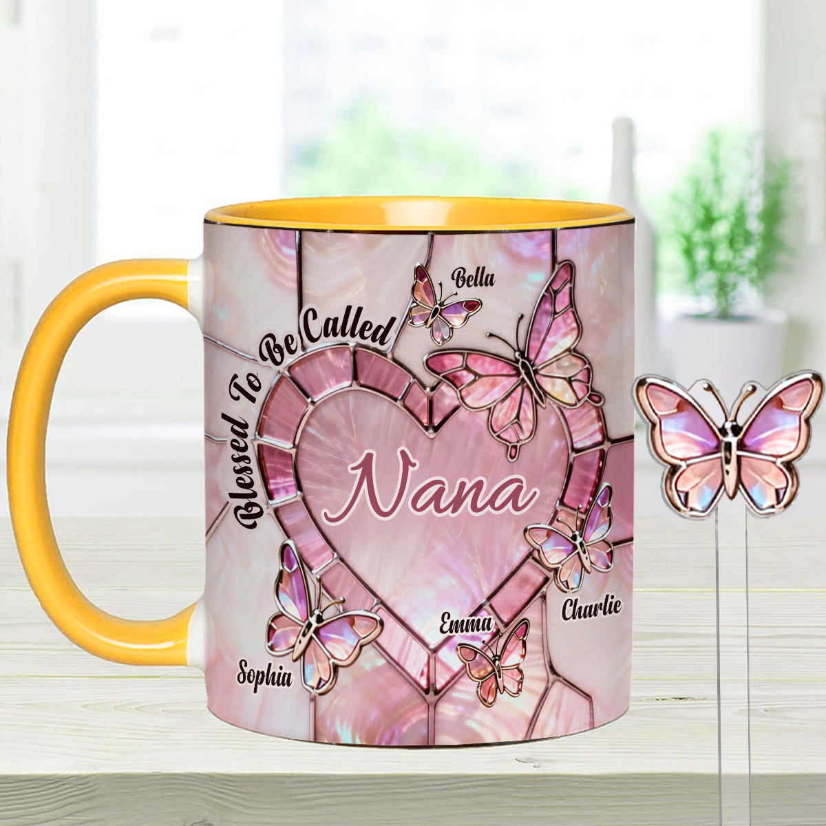Heureuse d'être appelée Nana, Mama, Gigi, Grand-mère - Mug personnalisé pour grand-mère avec agitateurs en acrylique