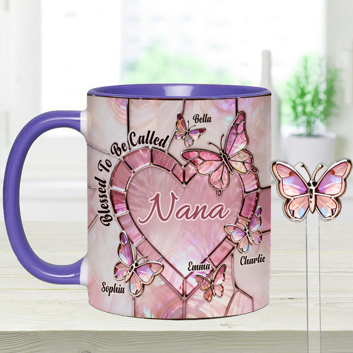 Heureuse d'être appelée Nana, Mama, Gigi, Grand-mère - Mug personnalisé pour grand-mère avec agitateurs en acrylique
