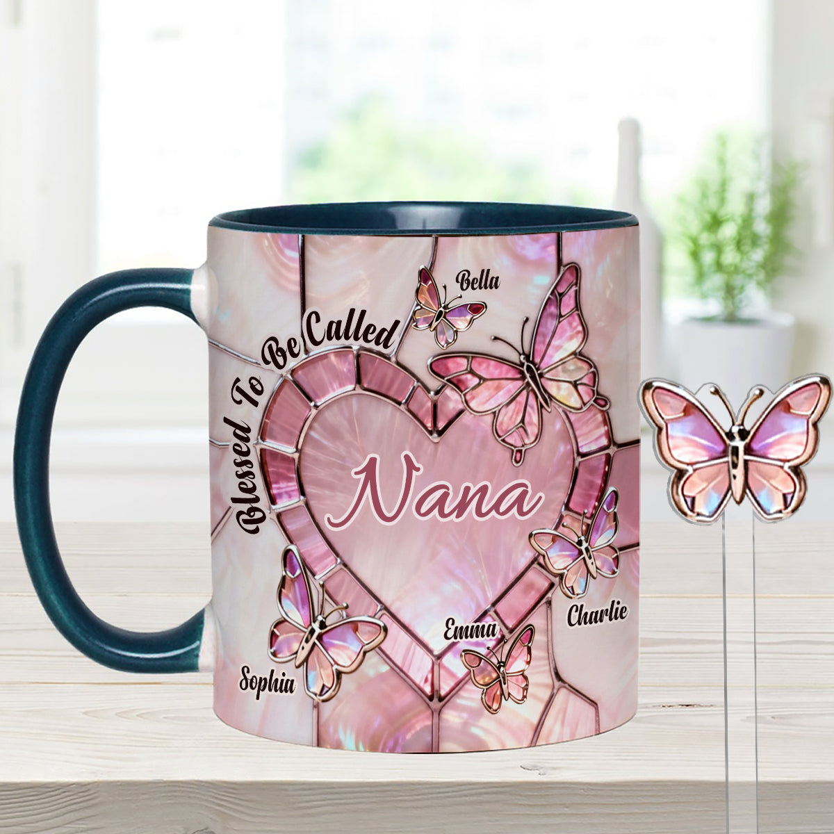 Heureuse d'être appelée Nana, Mama, Gigi, Grand-mère - Mug personnalisé pour grand-mère avec agitateurs en acrylique