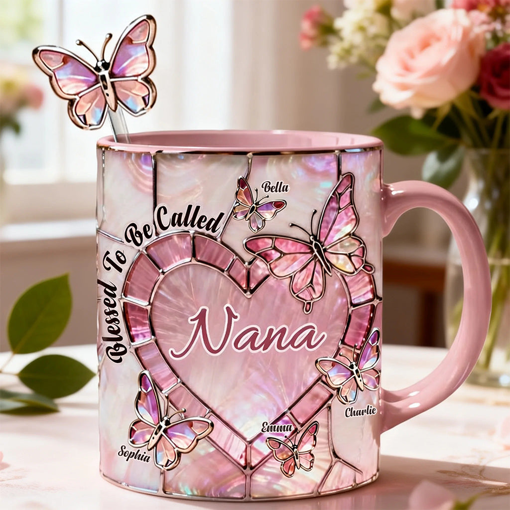 Heureuse d'être appelée Nana, Mama, Gigi, Grand-mère - Mug personnalisé pour grand-mère avec agitateurs en acrylique