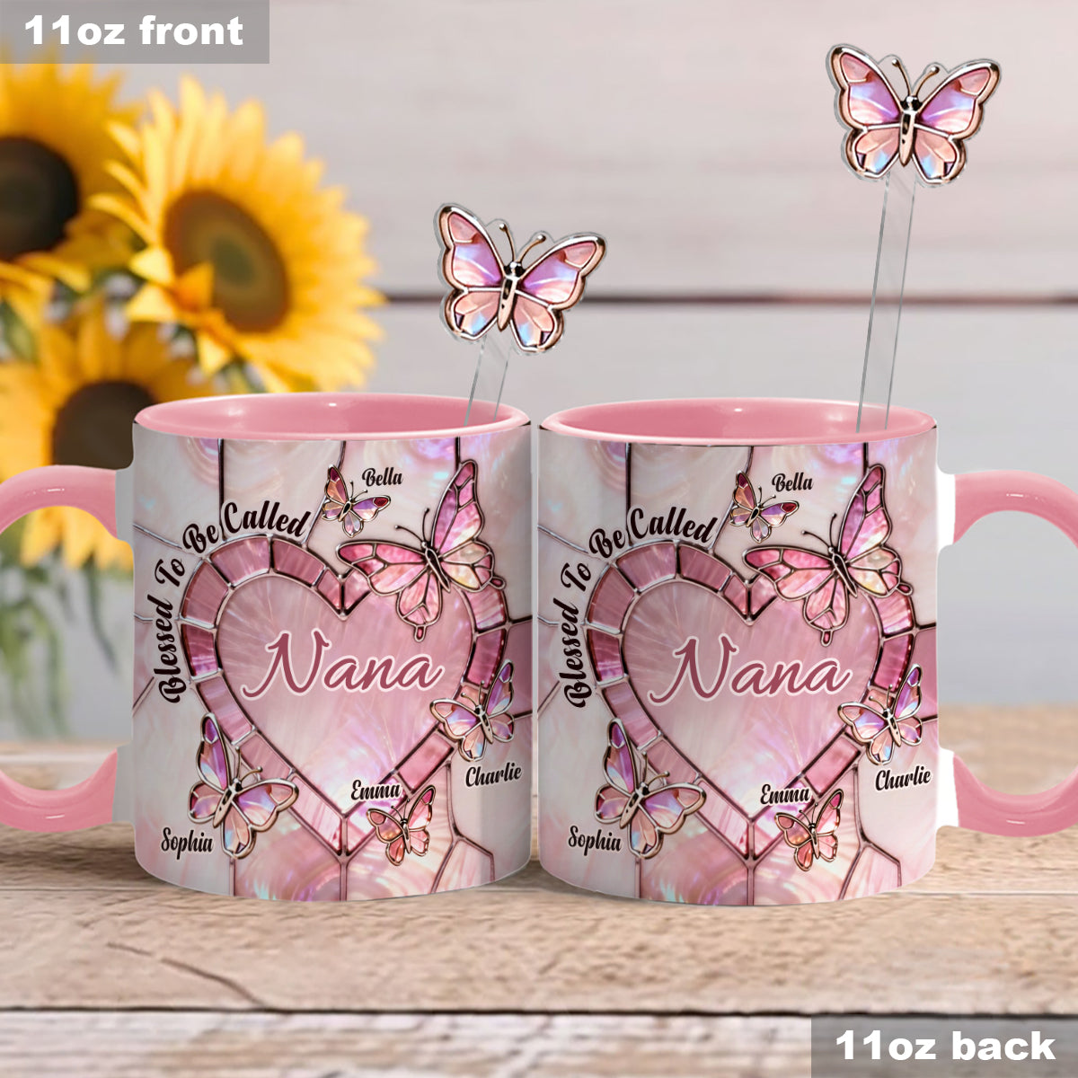 Heureuse d'être appelée Nana, Mama, Gigi, Grand-mère - Mug personnalisé pour grand-mère avec agitateurs en acrylique