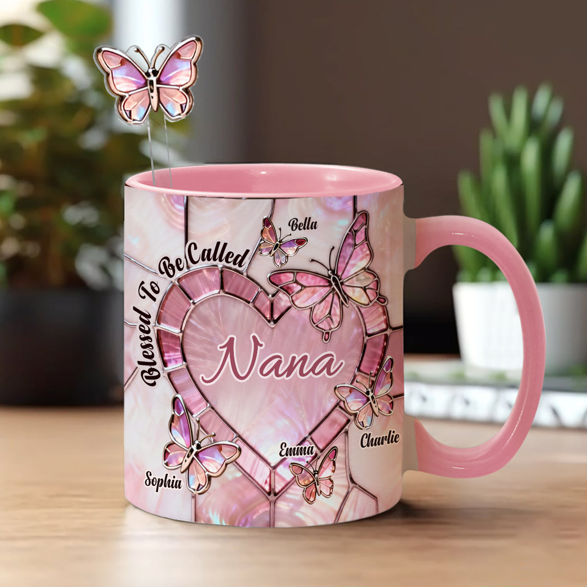Heureuse d'être appelée Nana, Mama, Gigi, Grand-mère - Mug personnalisé pour grand-mère avec agitateurs en acrylique