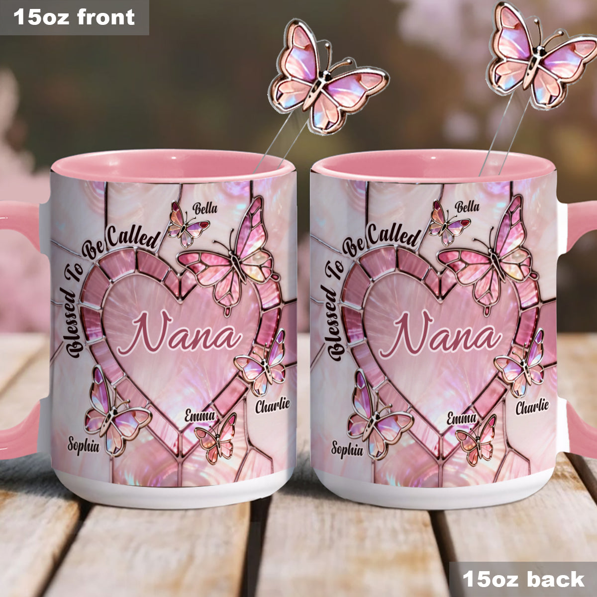 Heureuse d'être appelée Nana, Mama, Gigi, Grand-mère - Mug personnalisé pour grand-mère avec agitateurs en acrylique