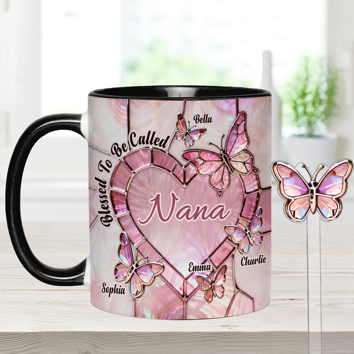 Heureuse d'être appelée Nana, Mama, Gigi, Grand-mère - Mug personnalisé pour grand-mère avec agitateurs en acrylique