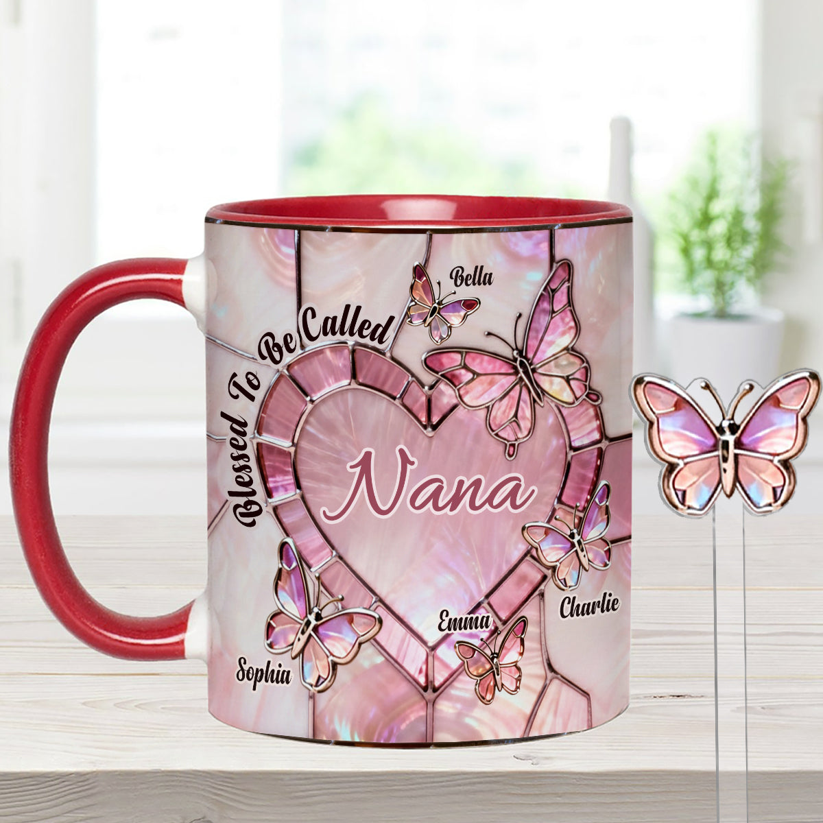 Heureuse d'être appelée Nana, Mama, Gigi, Grand-mère - Mug personnalisé pour grand-mère avec agitateurs en acrylique
