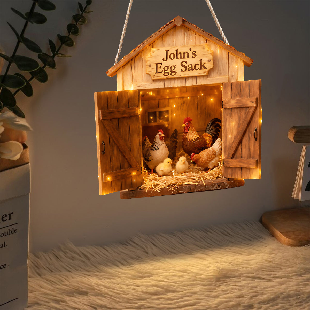 Egg Sack, Farmer Gift - Personalized Farmer LED Light Acrylic Sign