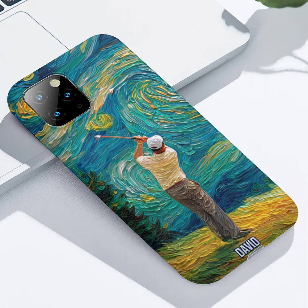 Golfen unter dem Sternenhimmel – Personalisierte Handyhülle mit Golf-Vollbilddruck