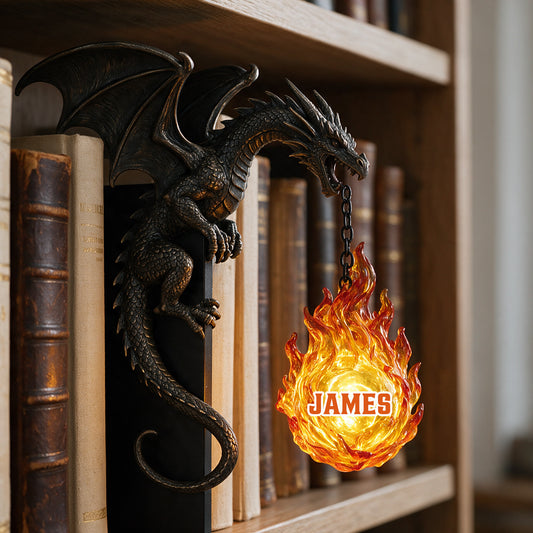 Geschenk für Drachenliebhaber - Personalisierte Drachen Bücherregal Lampe
