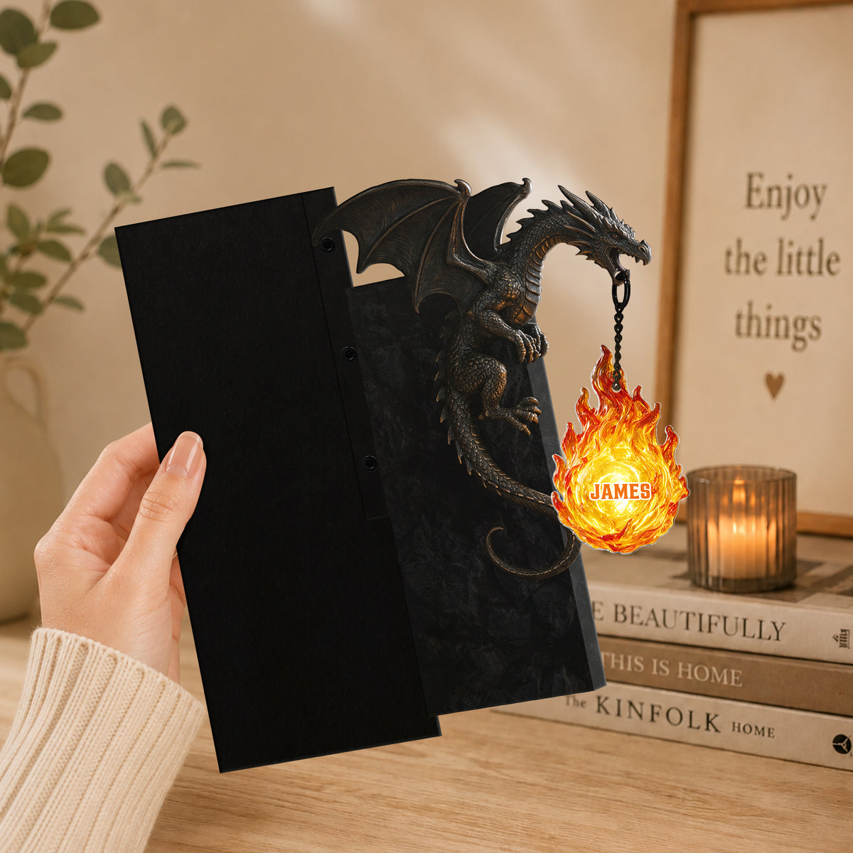 Geschenk für Drachenliebhaber - Personalisierte Drachen Bücherregal Lampe