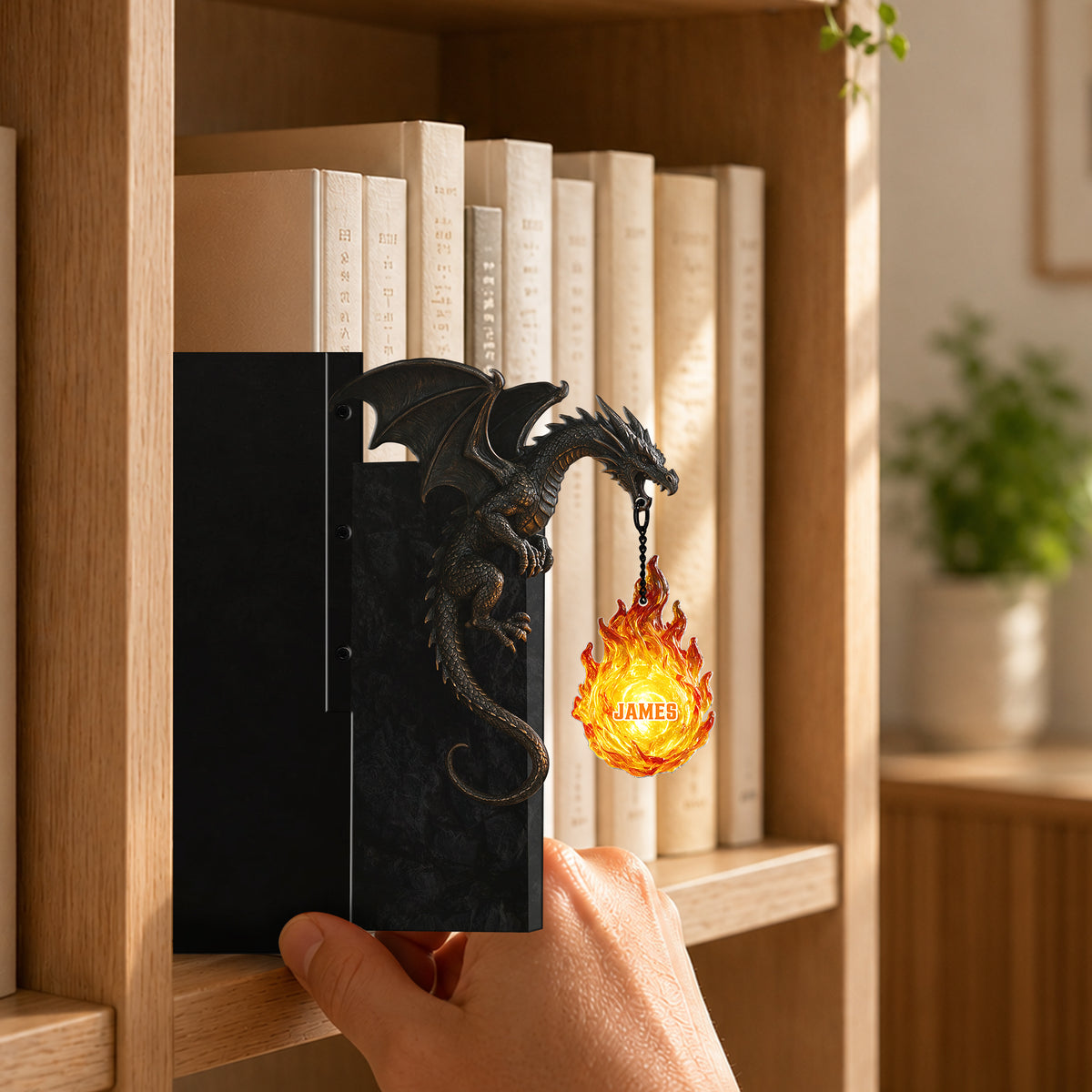 Geschenk für Drachenliebhaber - Personalisierte Drachen Bücherregal Lampe