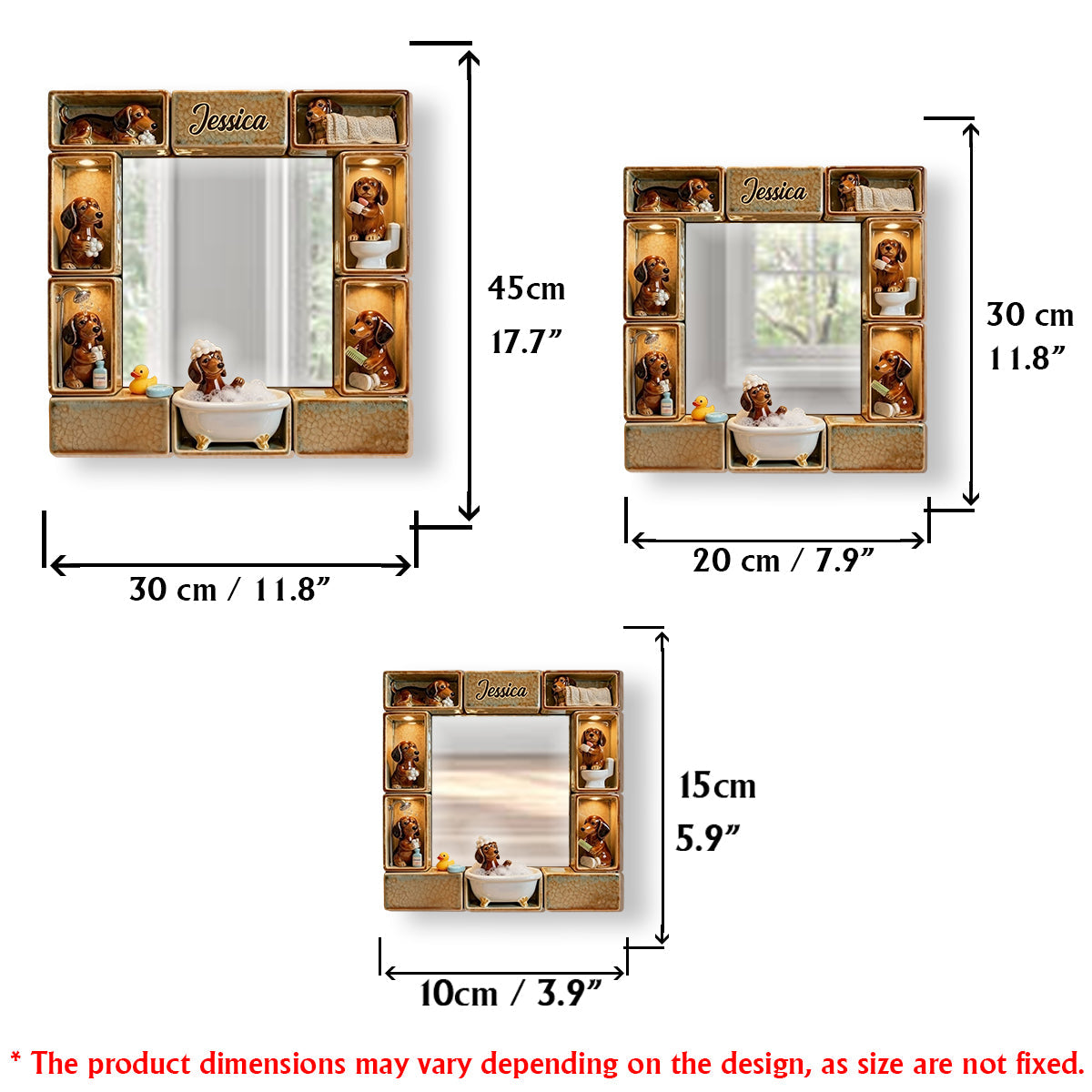 Cute Wiener Dog - Personalized Dachshund Wall Hanging Mirror