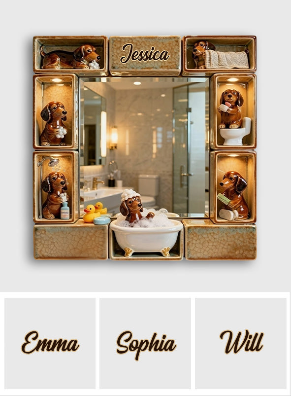 Cute Wiener Dog - Personalized Dachshund Wall Hanging Mirror