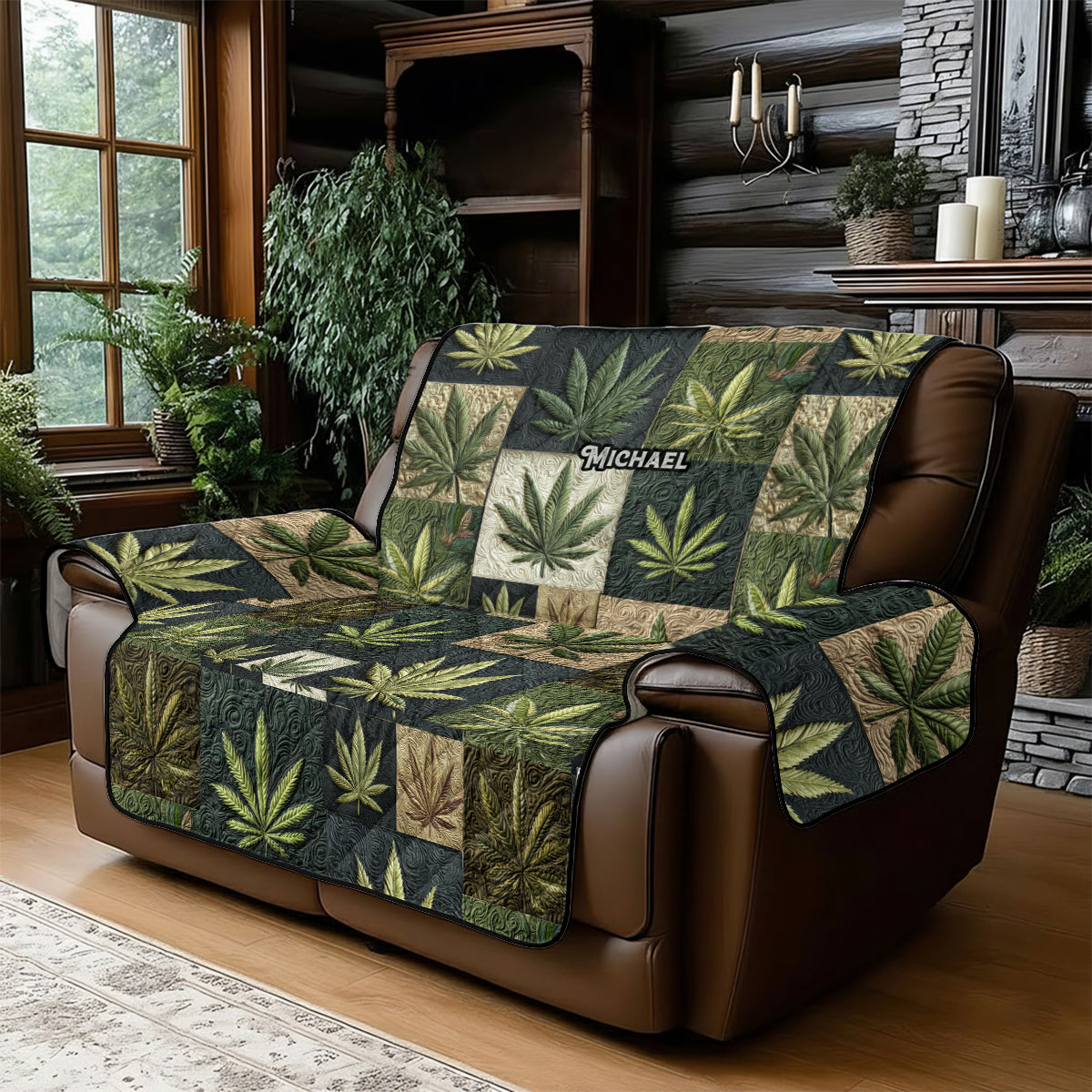 J'aime les grosses têtes - Housse de canapé matelassée personnalisée à motif cannabis