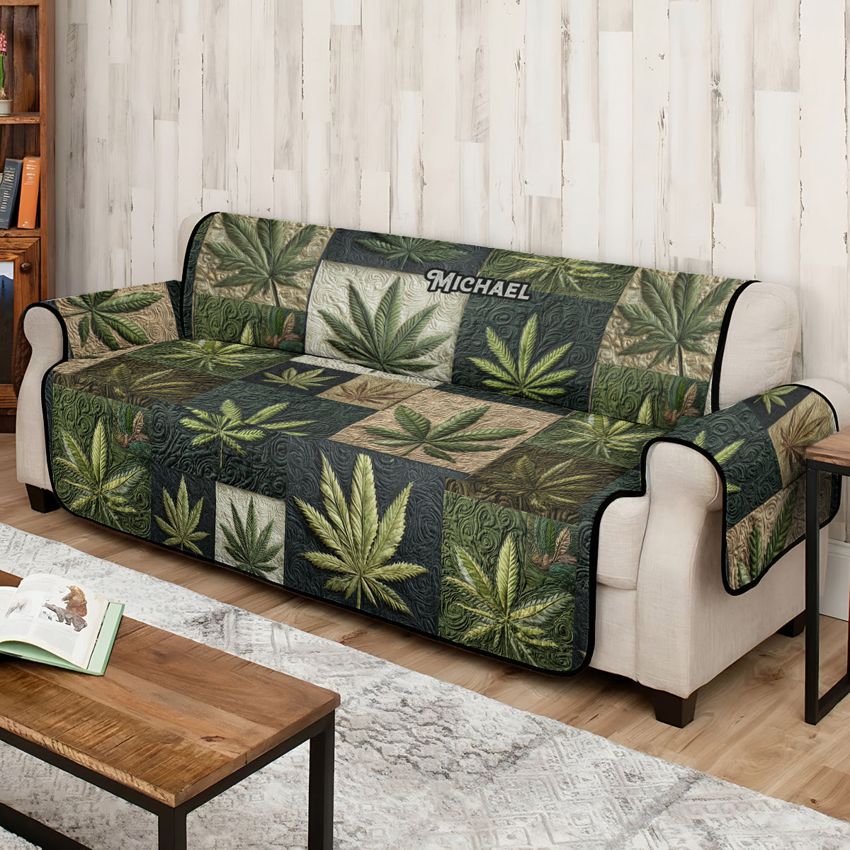 J'aime les grosses têtes - Housse de canapé matelassée personnalisée à motif cannabis