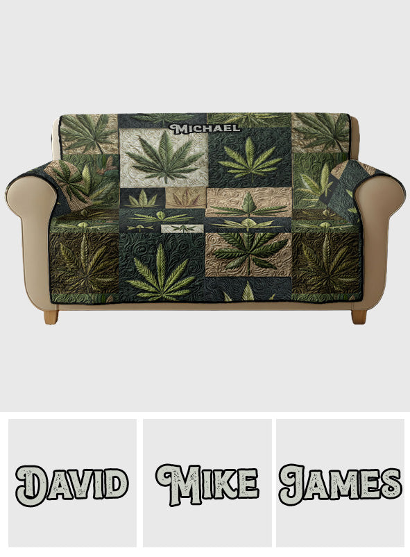 J'aime les grosses têtes - Housse de canapé matelassée personnalisée à motif cannabis