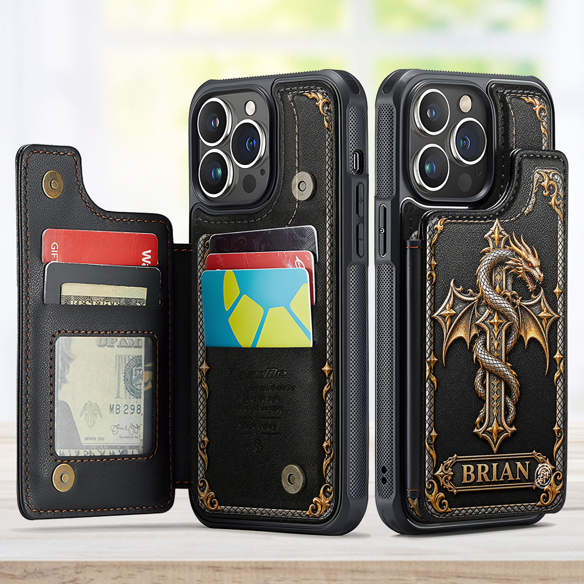 Faith & Fire - Personalized Dragon Fully Printed Wallet Phone Case
