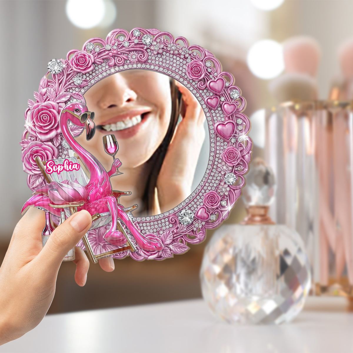 Soyez un flamant rose parmi les pigeons - Miroir mural flamant rose personnalisé