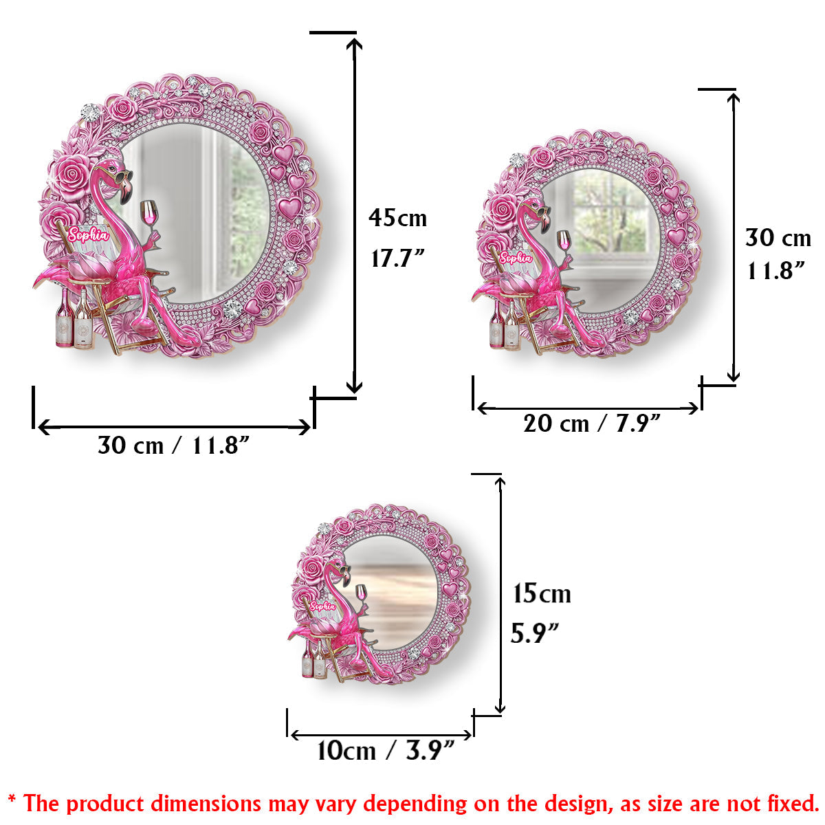 Soyez un flamant rose parmi les pigeons - Miroir mural flamant rose personnalisé