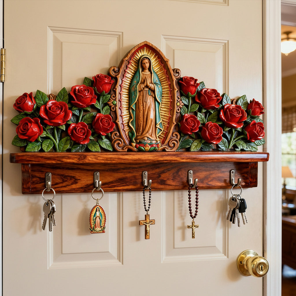 Our Lady Of Guadalupe - Personalized Christian Custom Shaped Hanging Rack
