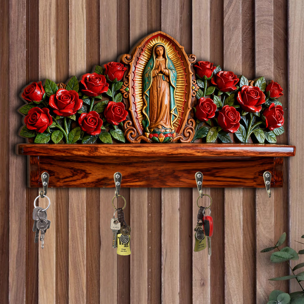 Our Lady Of Guadalupe - Personalized Christian Custom Shaped Hanging Rack