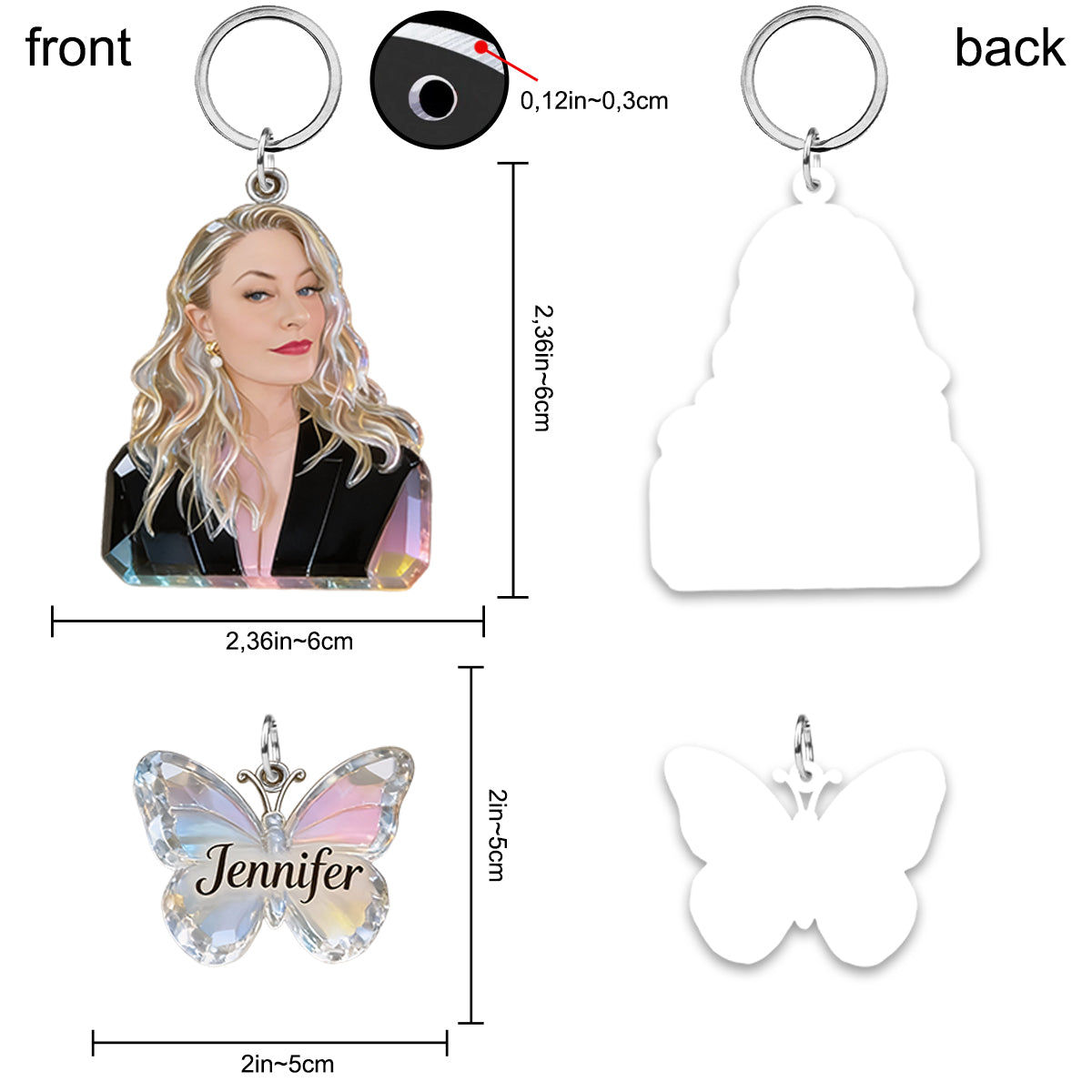 Personalisierter Schlüsselanhänger mit Anhängern und Geburtsblume nach Wahl – inklusive Foto