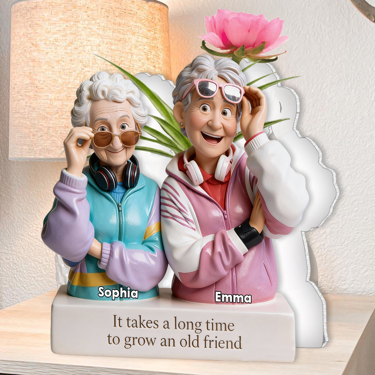 It Takes A Long Time To Grow An Old Friend - Personalized Bestie Custom Shape Acrylic Flower Vase