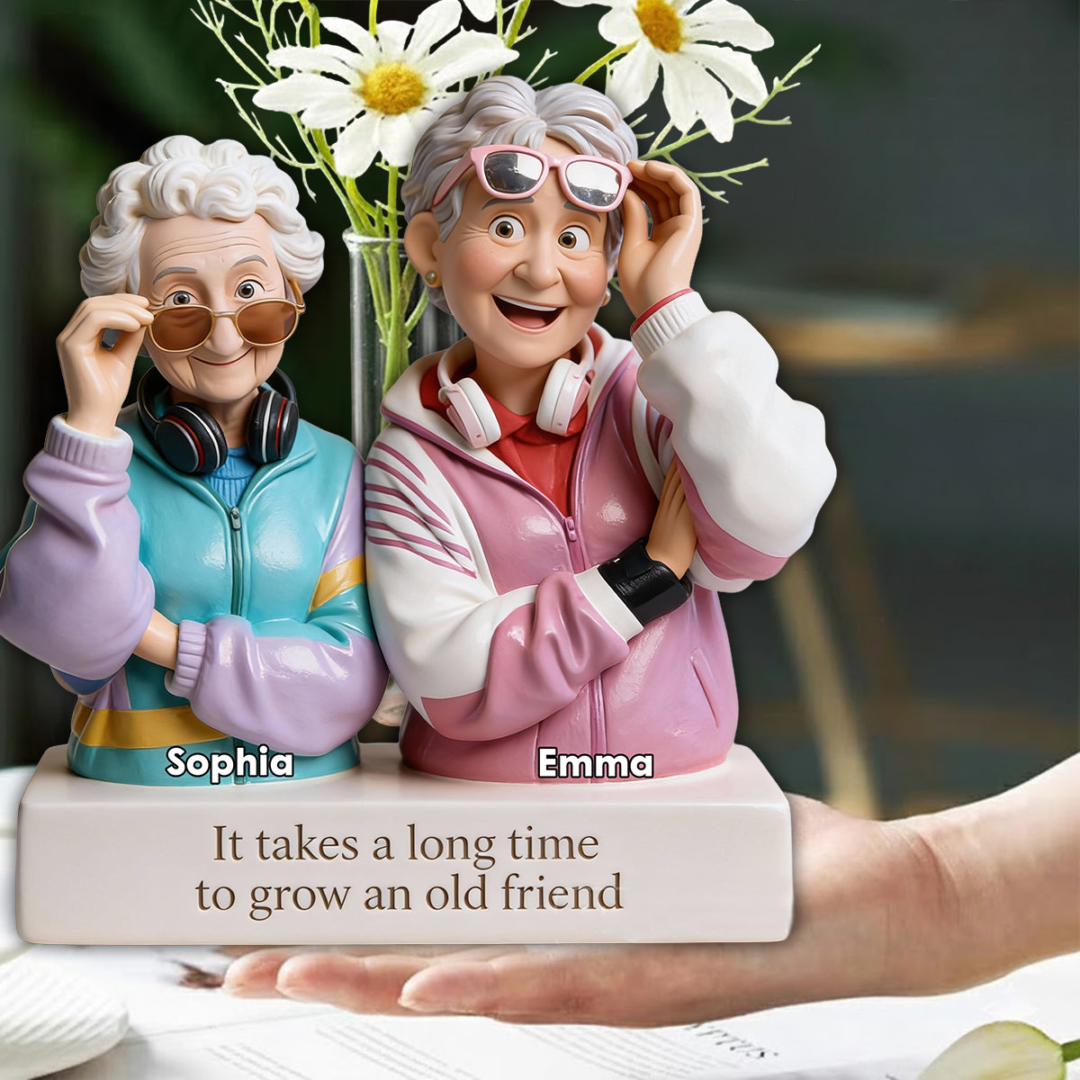 It Takes A Long Time To Grow An Old Friend - Personalized Bestie Custom Shape Acrylic Flower Vase