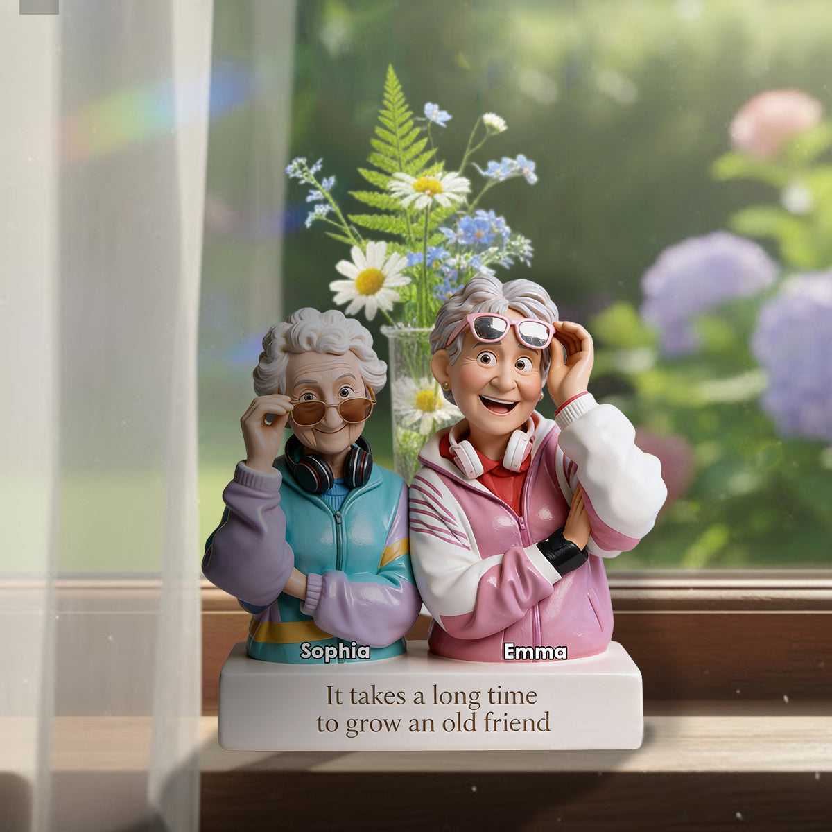 It Takes A Long Time To Grow An Old Friend - Personalized Bestie Custom Shape Acrylic Flower Vase