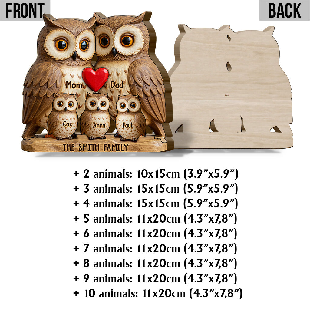 Owl Family - Personalized Family Shaped Wooden Puzzle