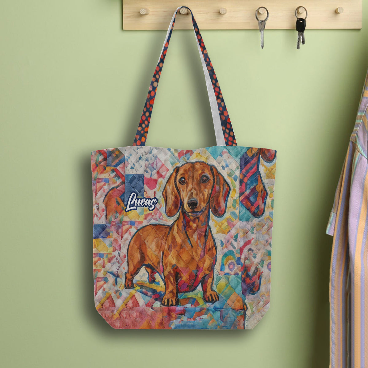 Funky Pet Art - Personalized Dog Cat Quilted Tote Bag