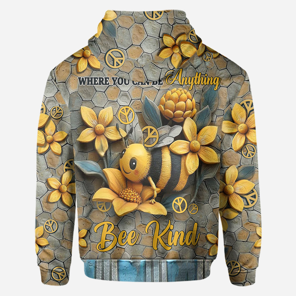 In A World Where You Can Be Anything Bee Kind - Personalized Hippie All Over Shirt