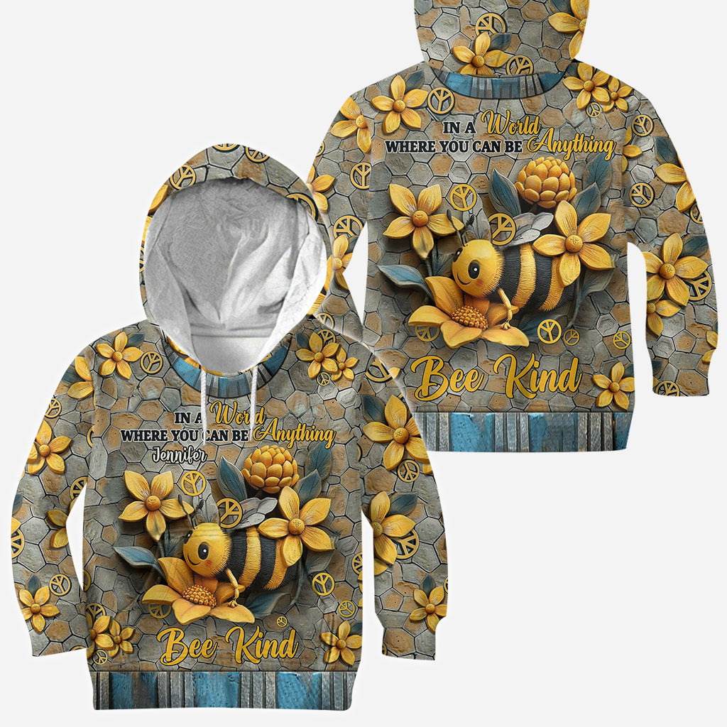 In A World Where You Can Be Anything Bee Kind - Personalized Hippie All Over Shirt